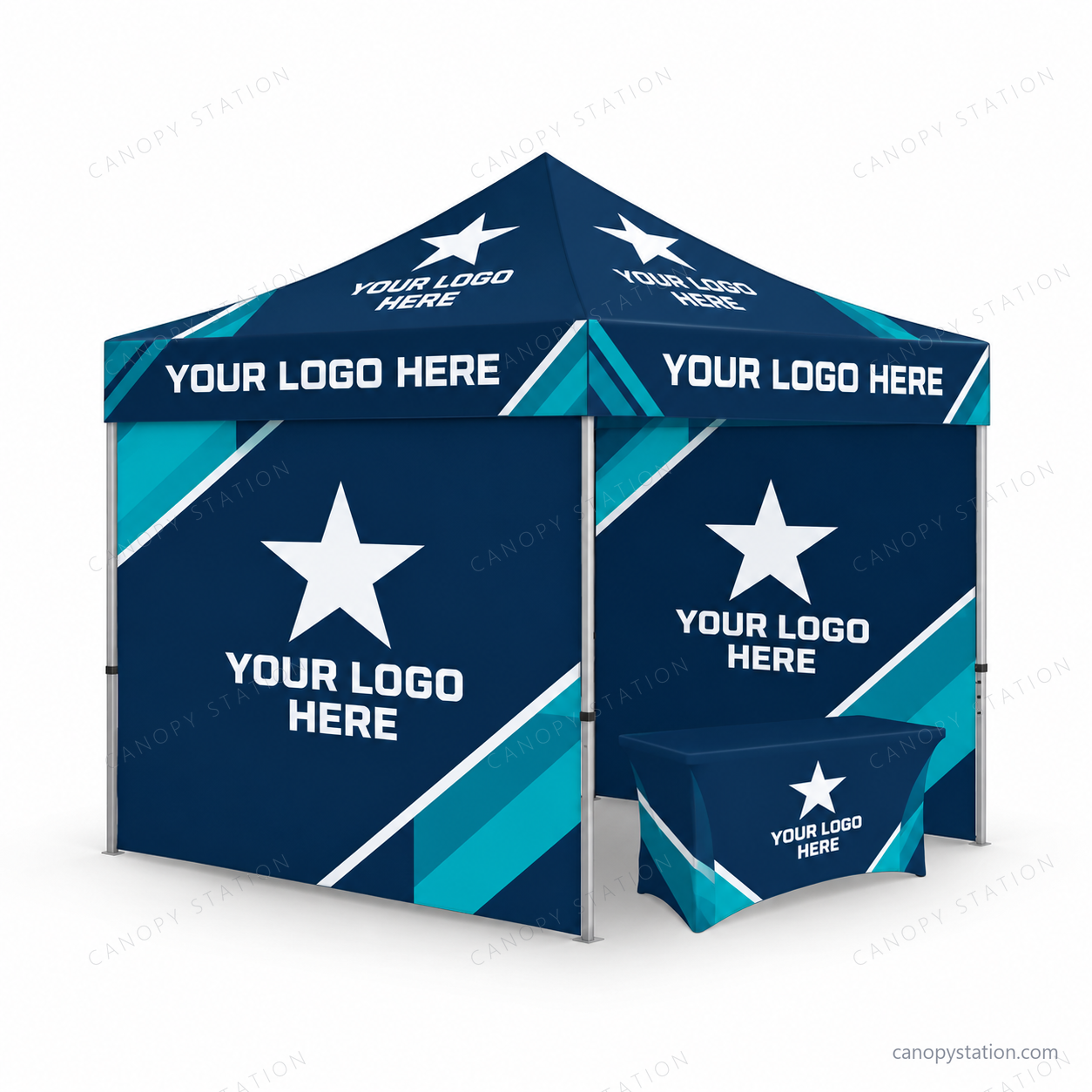 Dye Sublimated Canopy Package 7 with YOUR LOGO HERE sample artwork